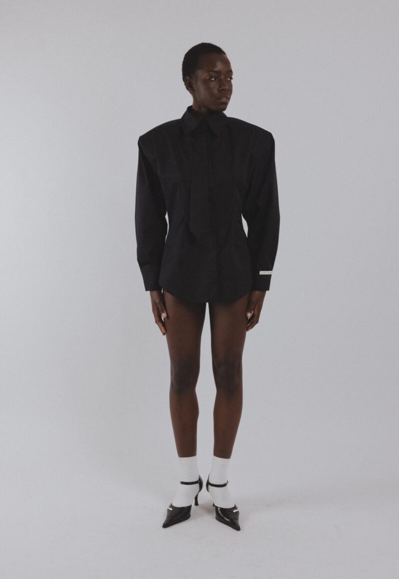 SCULPTED TIE SHIRT black